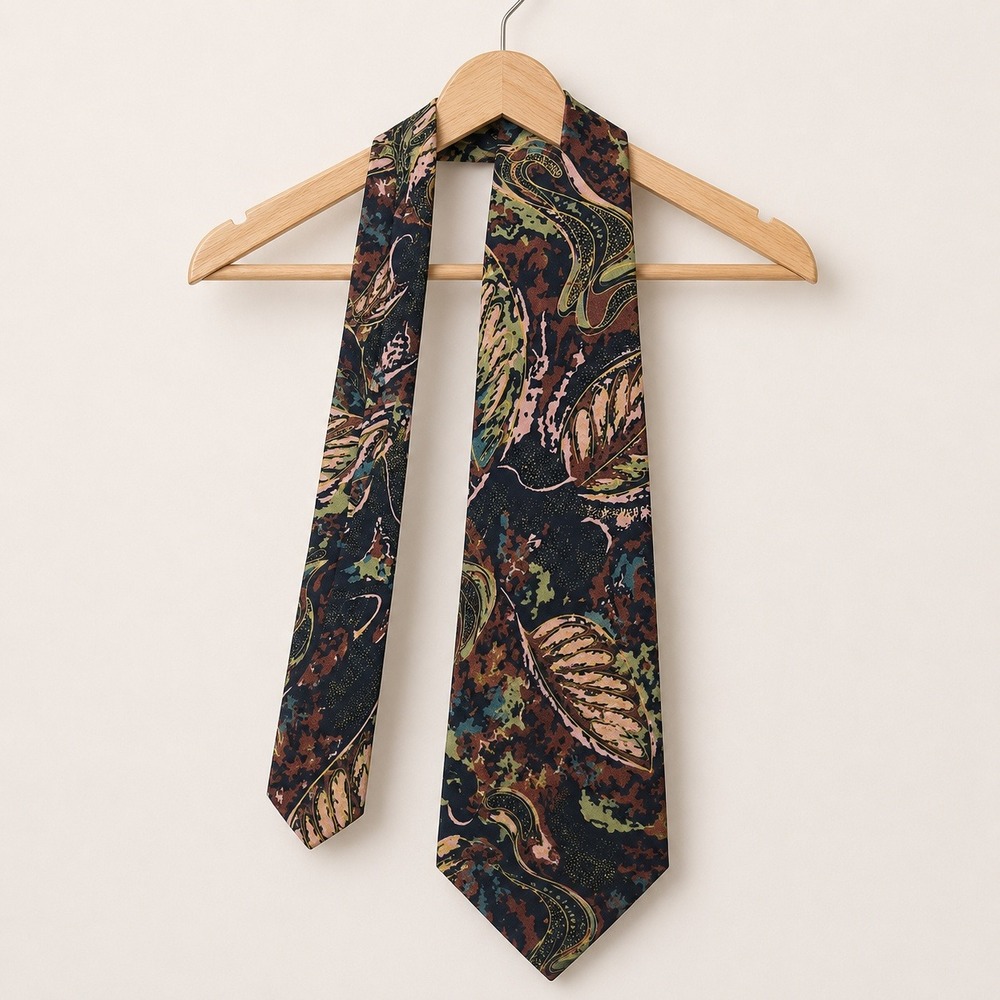 Oscar de la Renta Studio Dark Academia Abstract Silk Tie Mens OS Vintage Retro